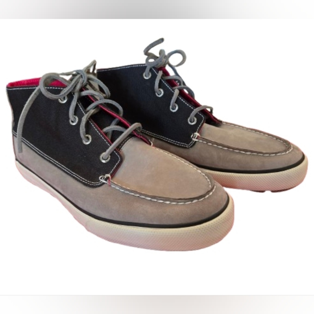 Sperry Men's Top Sider Bahama‎ Gray and Black Canvas And Suede Chukka Boots 10.5